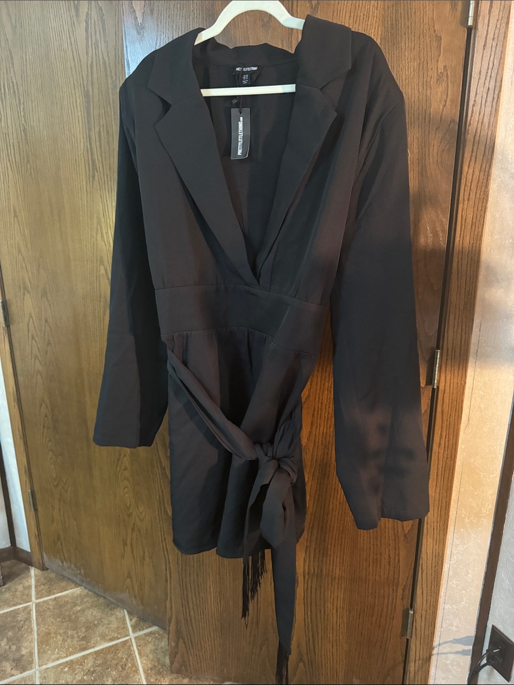 Black Wrap Dress with Tie Waist